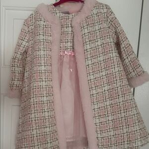 Pink Plaid Kids Dress and  Coat New
